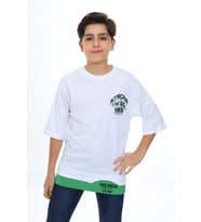 Erkek Çocuk Garni Detaylı Baskılı T-Shirt 9-14 Yaş Lx7083 ANGELOS GIRLS (Beyaz)