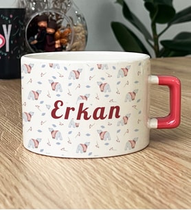 Kişiye Özel Tatlı Ayıcık Desenli Hediye Lüks Fincan Arkadaşa Hediye (Pembe)