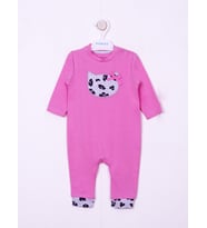 Kidaxi Nakışlı Patiksiz Pamuklu Kız  Bebe Tulumu (Pembe)