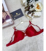 Le Jardin Monica Göğsü Şeritli Mikro Push-up Arkası İp Detaylı Sütyen - 7008 (Kırmızı)