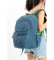 Unisex Sırt Çantası Hafif Yağmur Geçirmez Klinkır Kumaş Laptop Bölmeli Seyahat Çantası 43*30 Cm (Mavi)