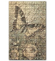 Cakapuzzle Eski Kart Postalda Kelebek Çiçek Görseli Puzzle Yapboz MDF (Ahşap) (500 Parça)