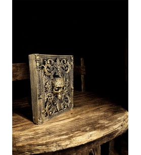 Kafatası Kabartmalı Kitap Görünümlü Biblo (Gold)