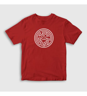 Presmono Unisex Çocuk Beyaz Maze Westworld T-Shirt 224487tt (Kırmızı)