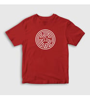 Presmono Unisex Çocuk Beyaz Maze Westworld T-Shirt 224487tt (Kırmızı)