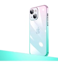 Apple iPhone 14 Kılıf Senkron Parlak Renk Geçiş Yüzeyli Kılıf (Pembe-Mavi)