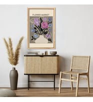 Tekli Ahşap Lamine Çerçeveli Mdf Tablo Flower Market Lila Vazo (Ahşap)