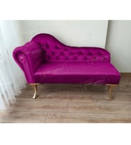 Dekoratif Bihter Koltuk Josefin Puf 120 cm Gold Ayak (Mor)