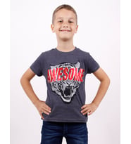 Toontoy Erkek Çocuk Awesome Pul Nakışlı T-Shirt (Antrasit Melanj)