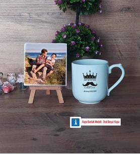 Babalar Günü Hediyesi Fotoğraflı Dekoratif Taş, Kupa Bardak Beyaz Hediye (Model 5)