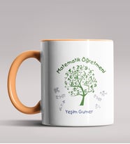 Kişiye Özel Matematik Öğretmeni Tasarımlı Siyah Renk Kupa 14 (Turuncu)