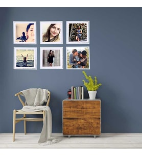 Fotoğraflı Yapışan Kare Fotoğraf Çerçevesi 3'lü (Beyaz)