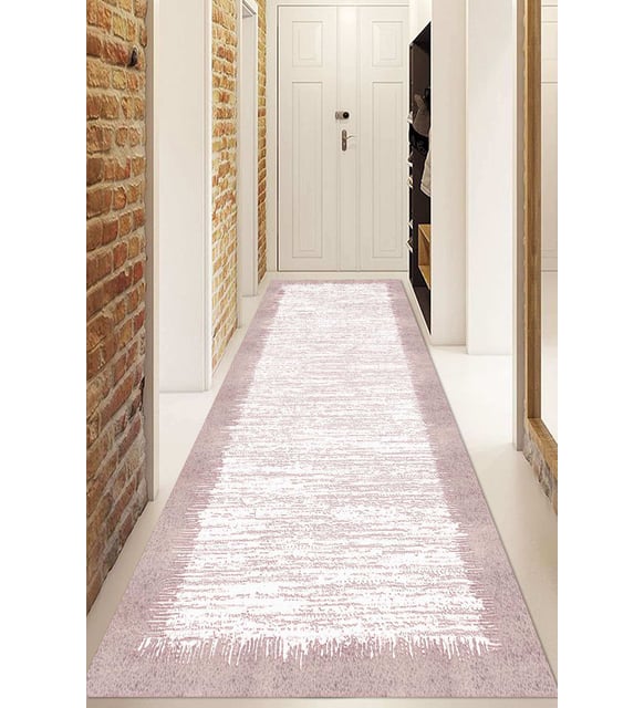 Dijital Baskılı Kaymaz Taban Yıkanabilir Modern Yolluk Ve Koridor Halısı NDU-HT-510 (Pembe)