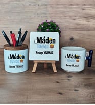 Maden Mühendisi Hediye Sepeti Kupa Bardak T Kulplu, Kalemlik ve Dekoratif Taş Mühendisler Günü Hediyesi (Model 2)