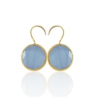 Kadir Jewellery 22 Ayar Altın Kaplama Kadın Taşlı Küpe -El İşçiliği Ve Hipoalerjenik Küpe (Gece Mavisi)