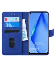 Huawei P40 Lite Kılıf Fabric Book Wallet (Lacivert)