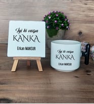 İyi Ki Varsın Kanka Hediye Seti Kupa Bardak T Kulplu ve Dekoratif Taş Kankaya Arkadaşa Doğum Günü Hediyesi (Model 6)