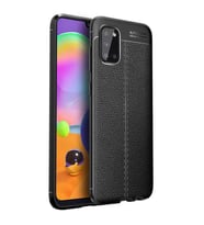 Galaxy A31 Kılıf Zore Niss Deri Desenli Silikon Kılıf (Siyah)