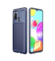 Samsung Galaxy A21S Kılıf Karbon Silikon Case (Lacivert)