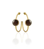 Kadir Jewellery 22 Ayar Altın Kaplama Kadın Taşlı Küpe -El İşçiliği Ve Hipoalerjenik Küpe (Kahverengi)