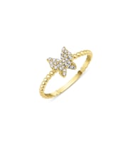 14 Ayar Altın Topcuk Detaylı Taşlı Kelebek Yüzük (Rose)