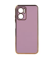 Xiaomi Redmi Note 11E Kılıf Kenarları Gold Kamera Korumalı Renkli Pastel Silikon Siyah BARK (Lila)