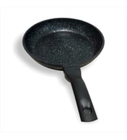 27cm Büyük Bakalit Kulp Yanmaz Yapışmaz Granit Yüzey Ağır Alaşım Döküm Tava (Siyah)