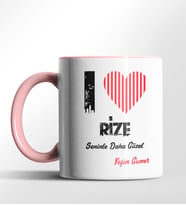 Kişiye Özel Rize Seninle Daha Güzel Tema Siyah Renk Kupa (Pembe)
