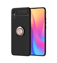 Xiaomi Redmi 9A Kılıf Yüzüklü Magnetli Ravel Case (Siyah-Rose Gold)