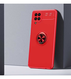 Samsung Galaxy A12 Kılıf Yüzüklü Magnetli Ravel Case (Kırmızı)