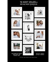 12 adet 20x20 Kare Çerçeve Fotoğraf Hediyeli (Beyaz)