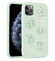 iPhone 11 Pro Max Uyumlu Kılıf Kabartma Figürlü Parlak Toys Silikon Kapak (Açık Yeşil)