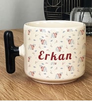 Kişiye Özel Tatlı Ayıcık Desenli Hediye T Kupa Bardak Arkadaşa Hediye (Siyah)