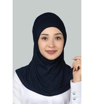 İkili Set Pratik Eşarp Hazır Türban ve Hijab Tesettür Bonesi (Lacivert)