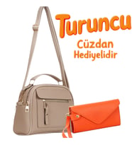 Givenza Turuncu Cüzdan Hediyeli Çanta (Vizon)