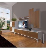 Decoraktiv Eko 6 Slm Std Retro Tv Ünitesi Tv Sehpası (Beyaz - Ceviz)