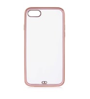 Uyumlu Model Apple iPhone SE 2022 Kılıf Köşeli Gold Şeffaf Kapak (Pembe)