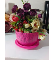 DEKORATİF FİNCAN SAKSI (Pembe)