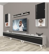 Decoraktiv Eko 270TA Mdf Retro Tv Ünitesi Tv Sehpası (Siyah - Beyaz)