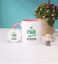 Gıda Mühendisi Kupa Bardak ve Anahtarlık (Pembe)