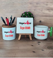 Fizyoterapist Hediye Sepeti Kupa Bardak T Kulplu, Kalemlik ve Dekoratif Taş Tıp Bayramı Hediyesi (Model 8)
