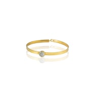 Kadir Jewellery 22 Ayar Altın Kaplama El İşçiliği Zirkon Taşlı Kadın Kelepçe Bilezik (Beyaz)
