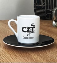 Kişiye Özel Cat Dad Türk Kahvesi Fincanı Kedi Babası -3- (Siyah)