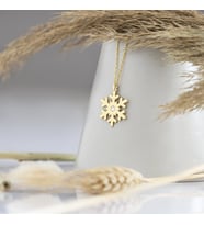 Kar Tanesi Gümüş Kolye - Beyaz Taşlı - Renk: Gold (Gümüş)
