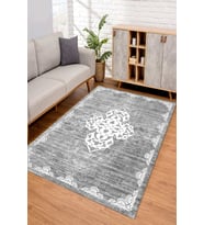 Dijital Kaymaz Taban Yıkanabilir Renkli Salon Halısı Mutfak Halısı Yolluk ND-SD-1085 (Beyaz)