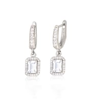 925 Ayar Gümüş Rodyumlu Baget Küpe (Beyaz)
