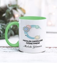 Meslek Dersleri Öğretmeni Tasarımlı Kişiye Özel Kupa Bardak (Yeşil)