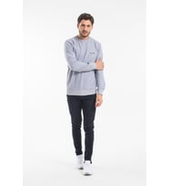 Erkek Bisiklet Yaka Regular Kalıp İnce Air Baskılı Sweatshırt SPR24SWK124 ( Gri-Melanj)