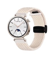 Sneezy Huawei Watch GT 4 41mm İle Uyumlu 18mm FiberLink Manyetik Tokalı Örgü Kordon (Bej)