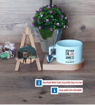 Anneler Günü Hediyesi Kupa Bardak Beyaz ve Fotoğraflı Ahşap Anahtarlık Hediye (Model 8)